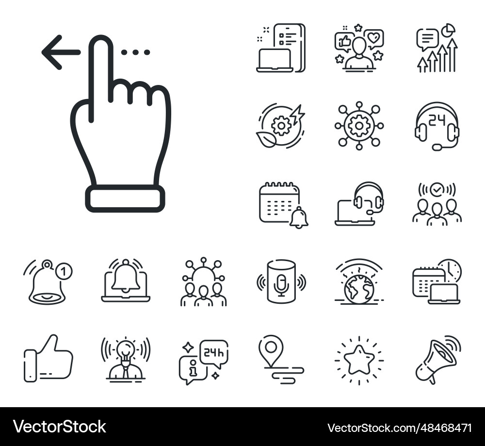Touchscreen gesture line icon slide left arrow Touchscreen gesture line icon slide left arrow vector image