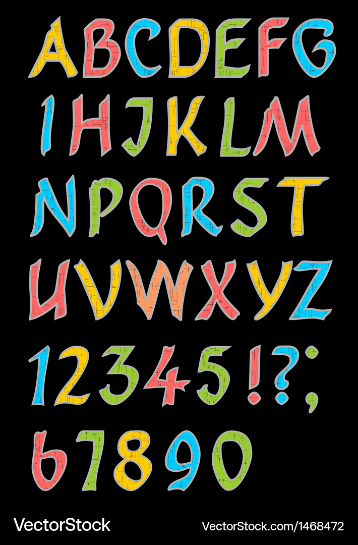 Alphabet letters with numbers in retro style Vector Image