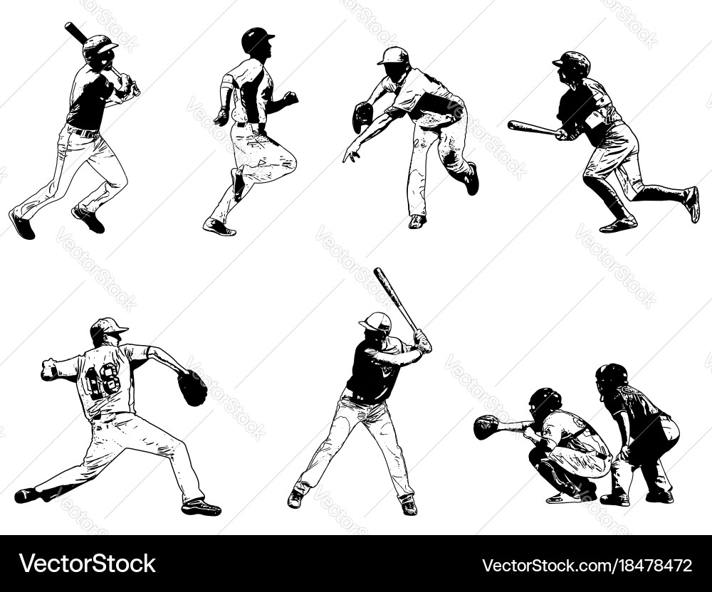 Baseball Player Sketches vector image
