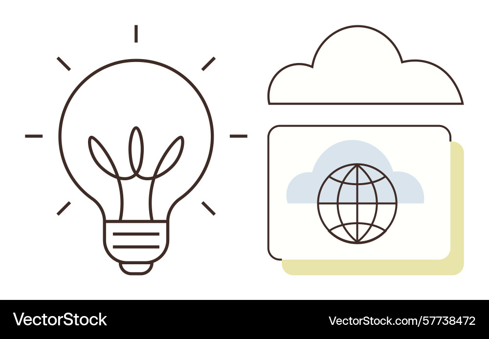 Lightbulb and cloud storage icon symbolizing Lightbulb and cloud storage icon symbolizing vector image