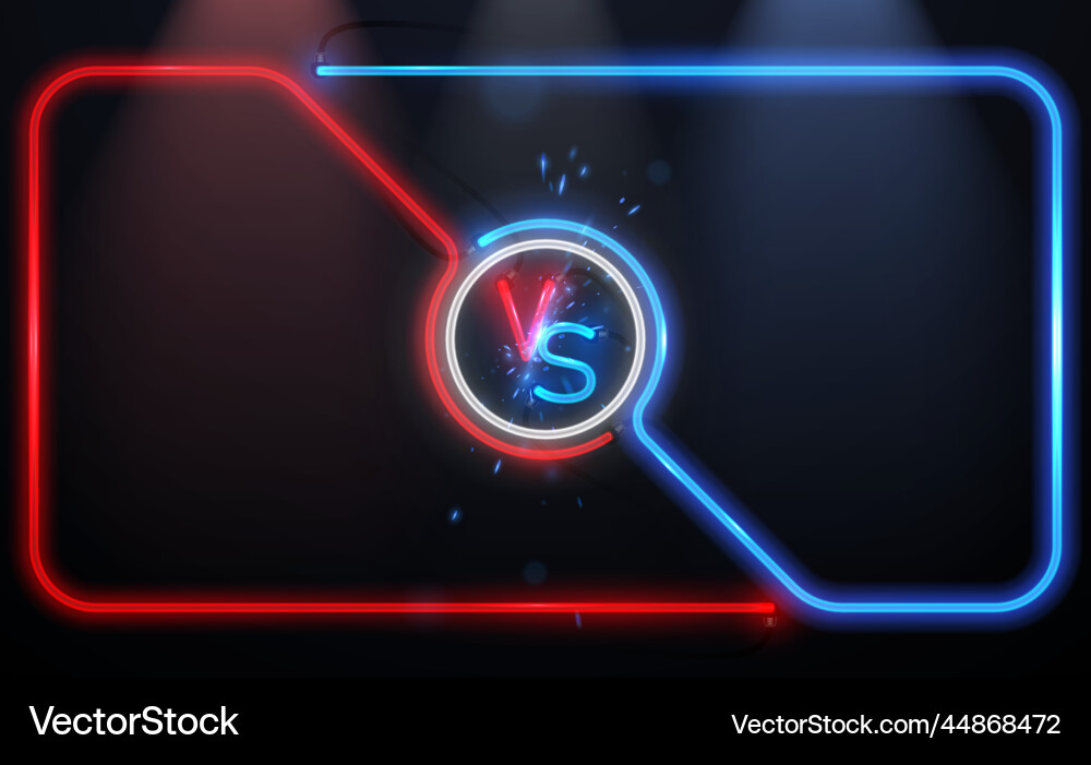 Neon Versus Frame with Spark Effect vector image