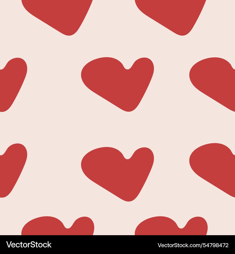 Red hand drawn heart seamless pattern Royalty Free Vector
