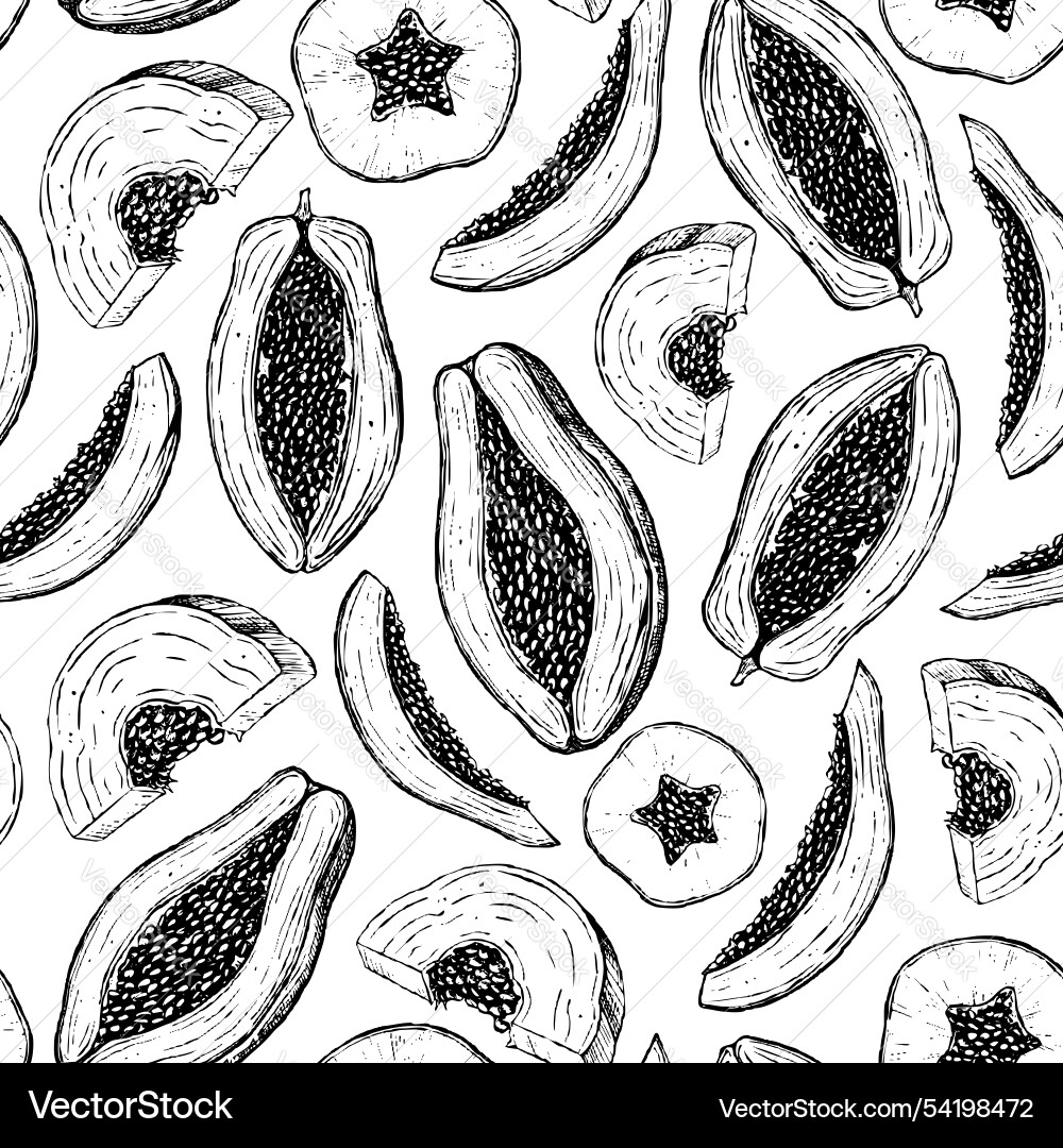 Seamless pattern with papaya slices print Vector Image