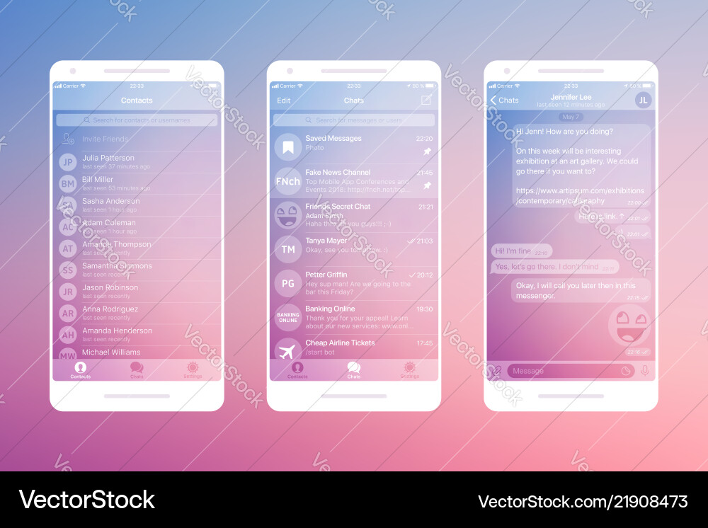 Messaging App UI Mockup vector image