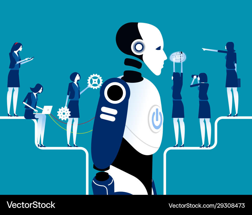 Robot or artificial intelligence concept Vector Image