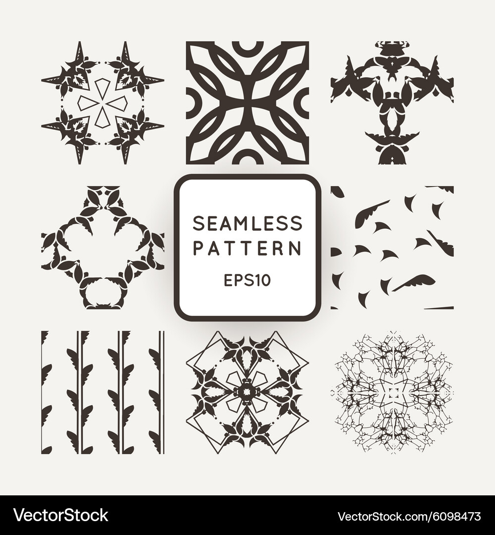 Set of nine abstract seamless patterns Vector Image