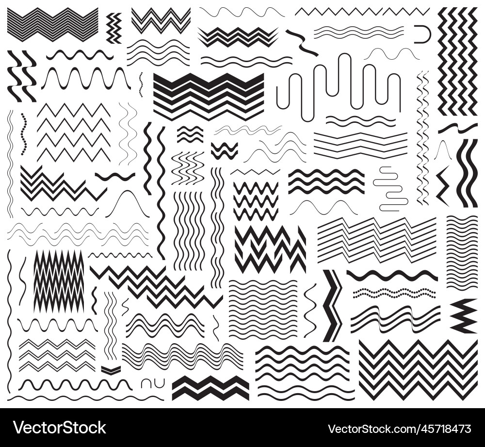 Zig zag and wavy lines elements Zig zag and wavy lines elements vector image