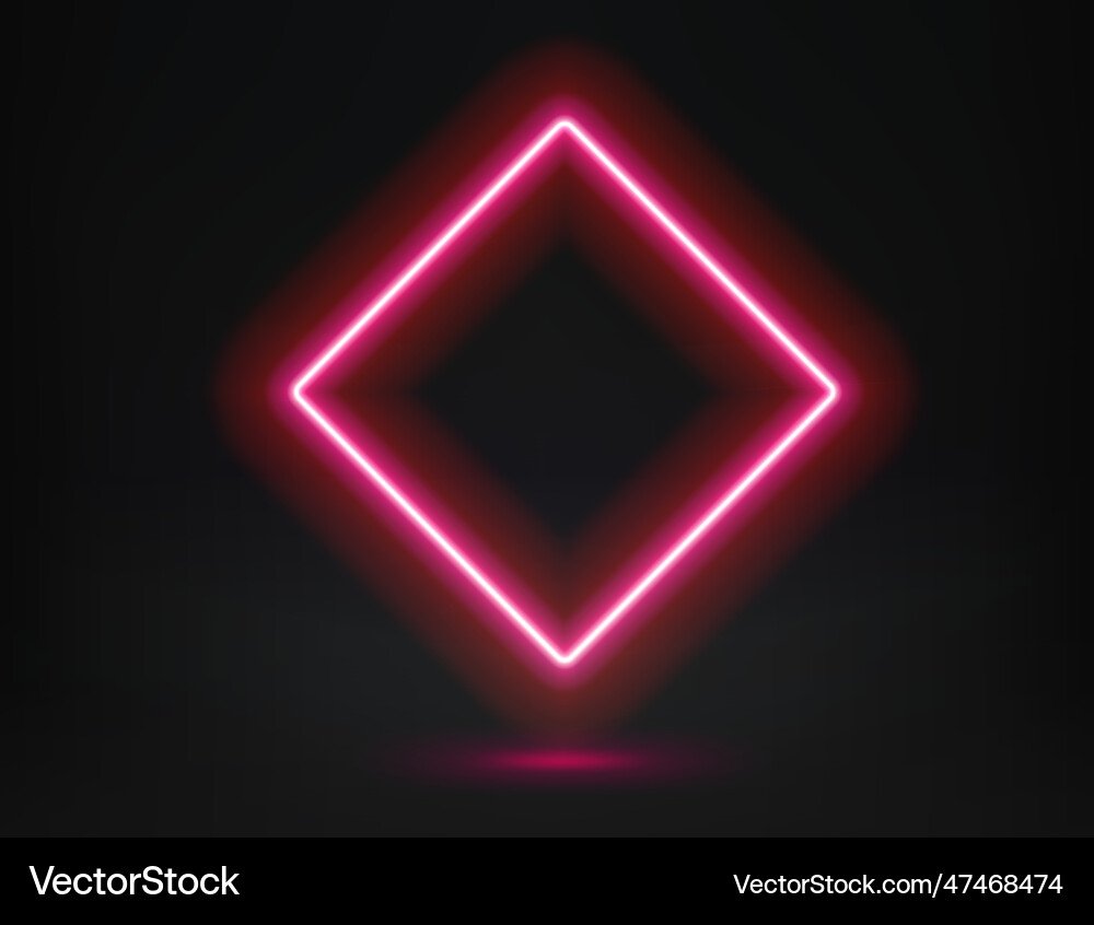 Abstract studio with glowing rhombus frame vector image