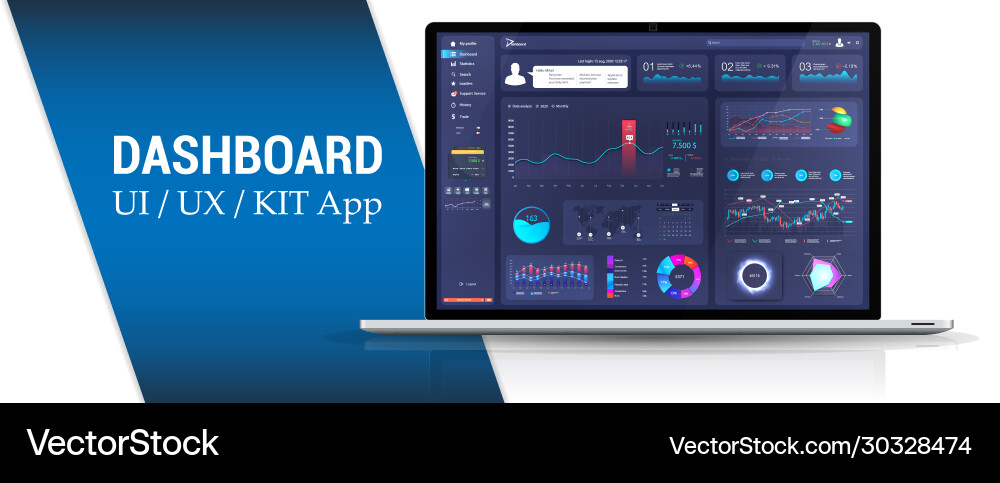 Admin Dashboard Interface - Data & Analytics vector image