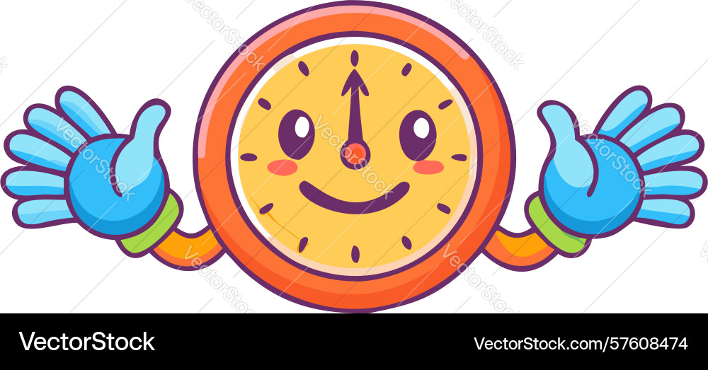 Alert clock emoji with open arms ready for action vector image