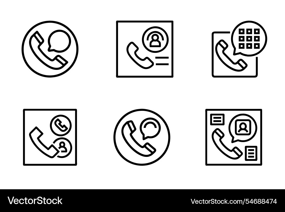 Art style call icon bundle set design Art style call icon bundle set design vector image