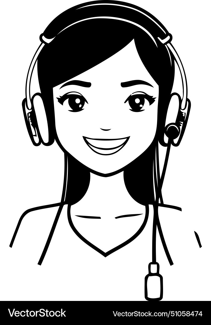Call center operator with headset in a flat style vector image