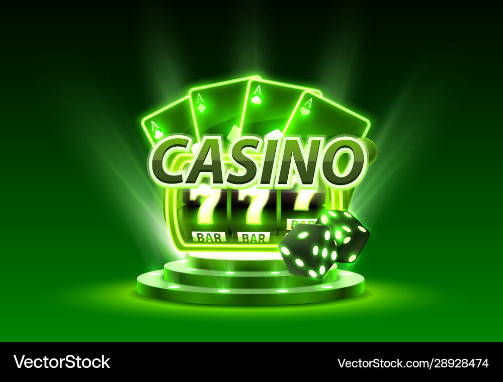 Casino slots 777 banner winner scene podium Casino slots 777 banner winner scene podium vector image