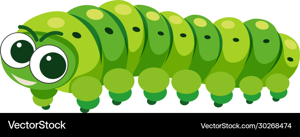 Green caterpillar with happy face Green caterpillar with happy face vector image