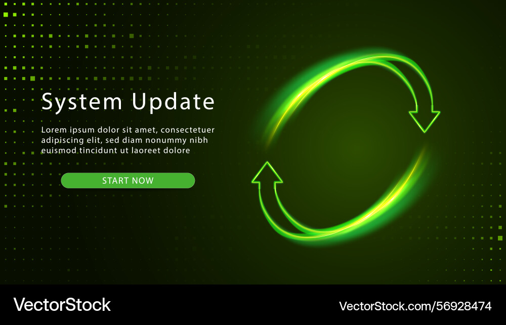 Green system update page upgrade software version vector image