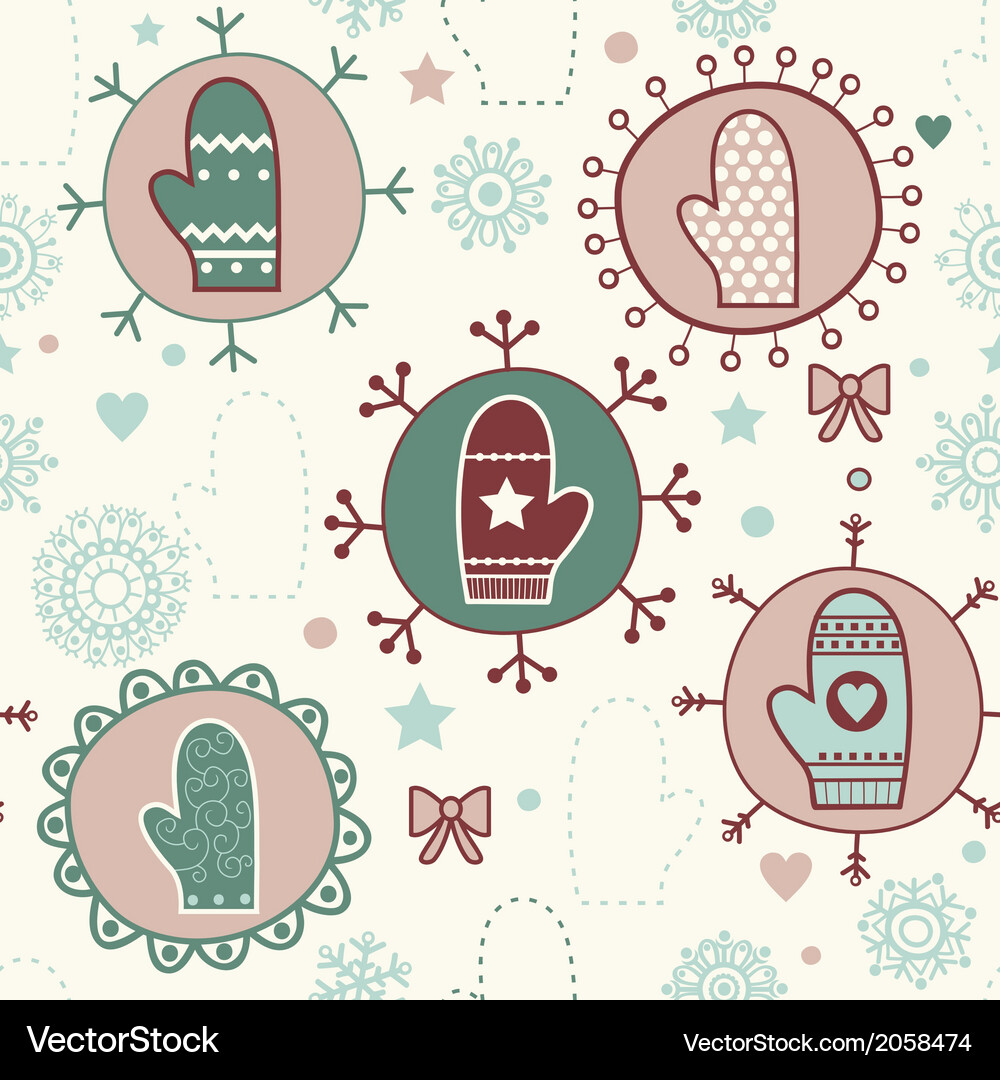 Mitten seamless pattern copy square to the side Vector Image
