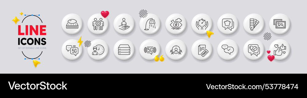 Palette 5g internet and timer line icons for web Palette 5g internet and timer line icons for web vector image