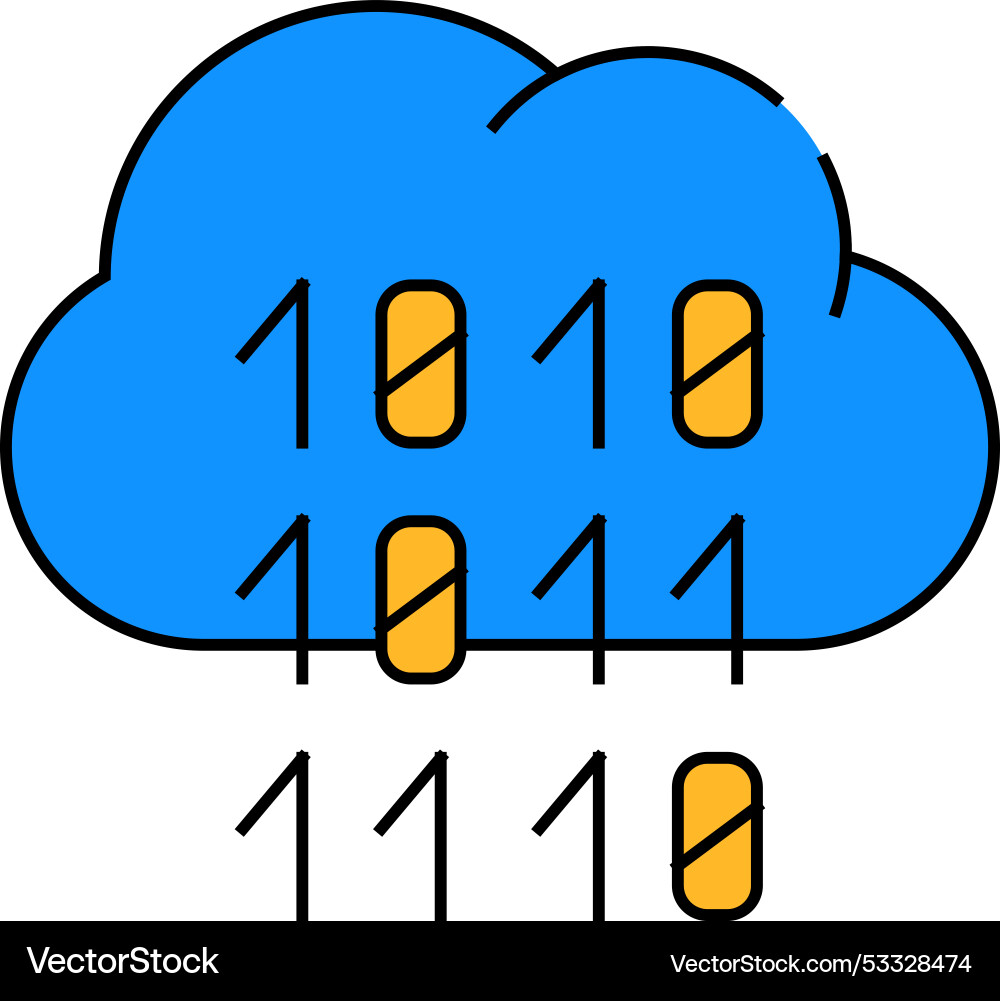 Programming binary code cloud storage icon color Vector Image
