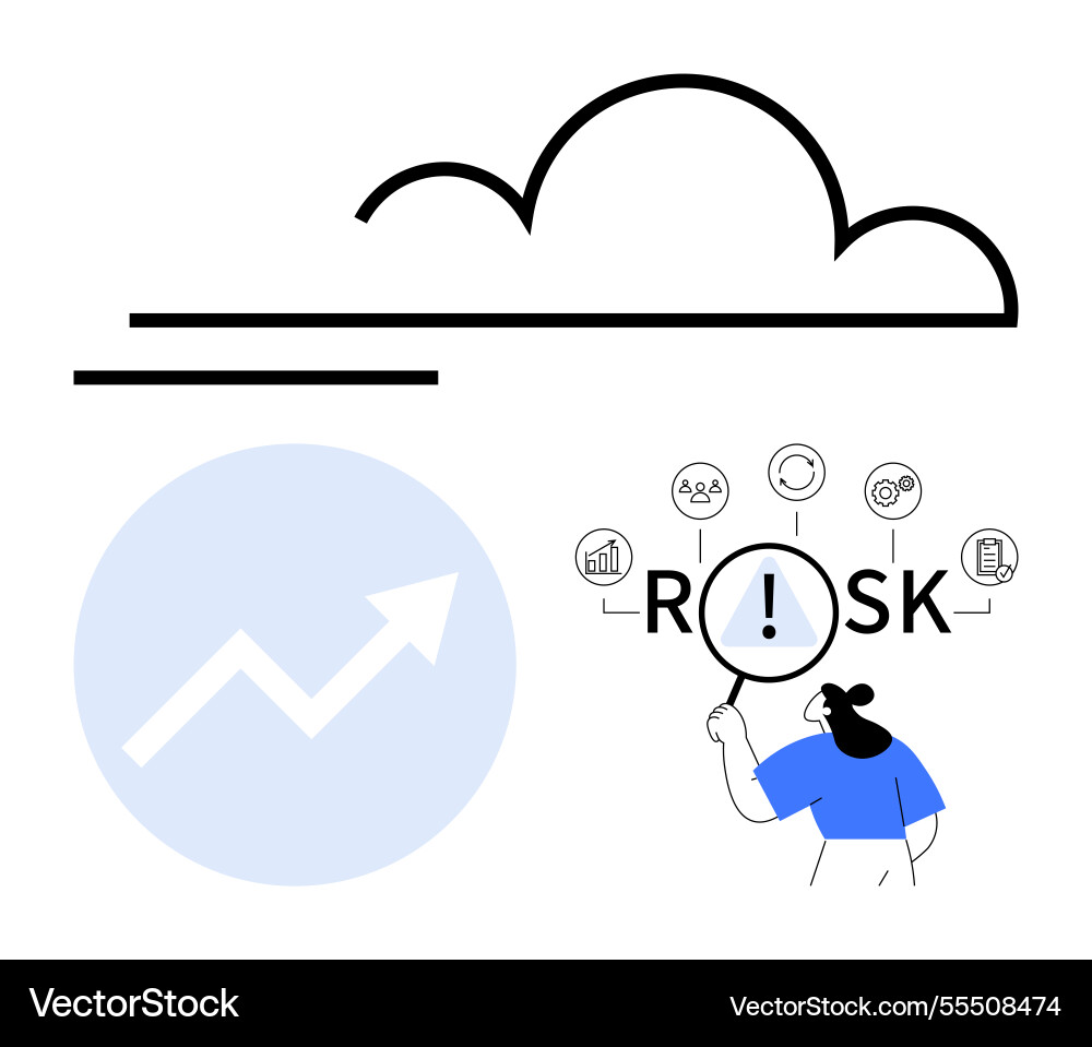 Risk analysis concept with cloud computing upward Risk analysis concept with cloud computing upward vector image