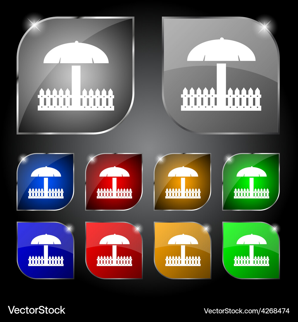 Sandbox icon sign set ten colorful buttons Vector Image