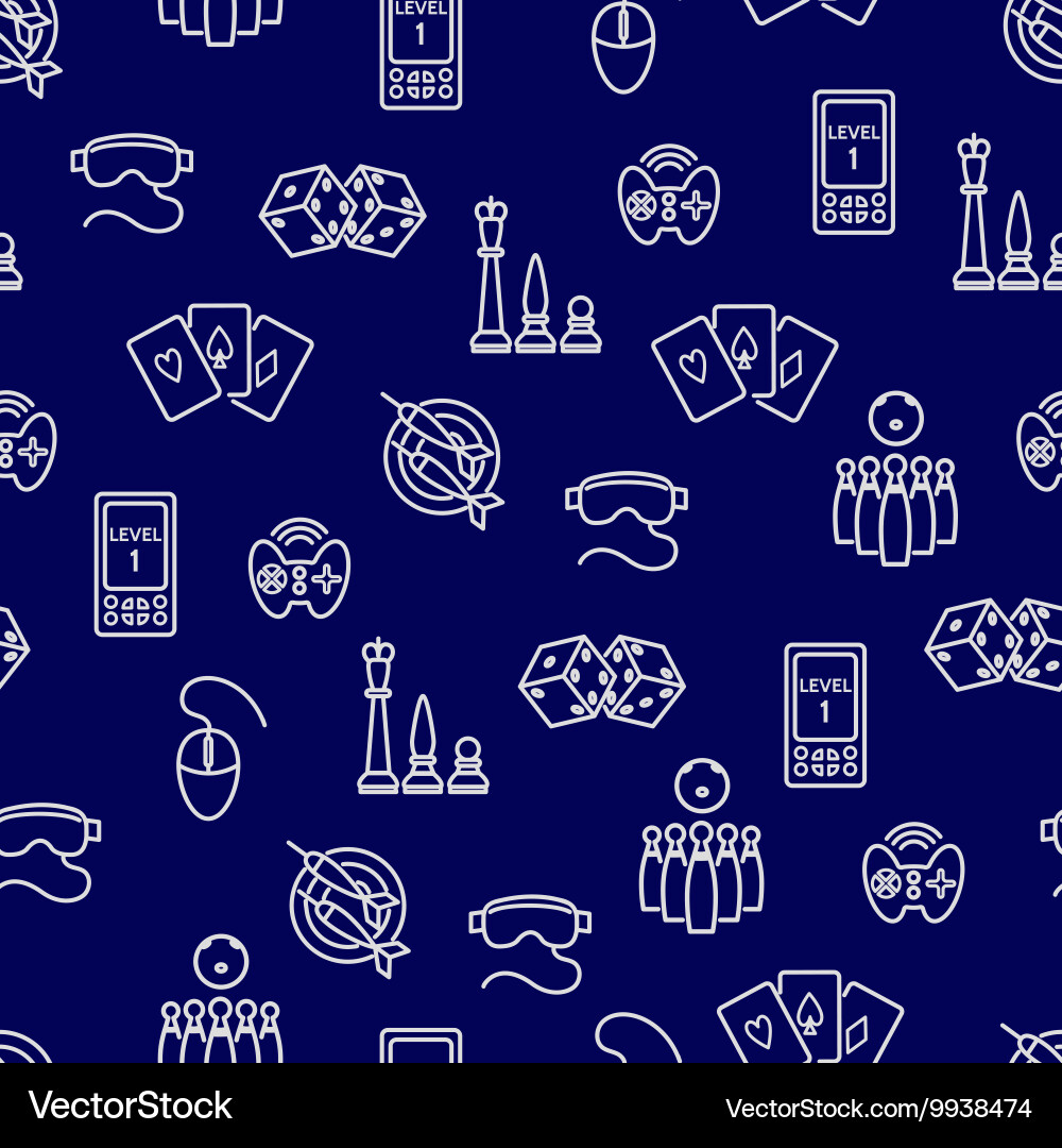Seamless pattern with outline game accessories vector image