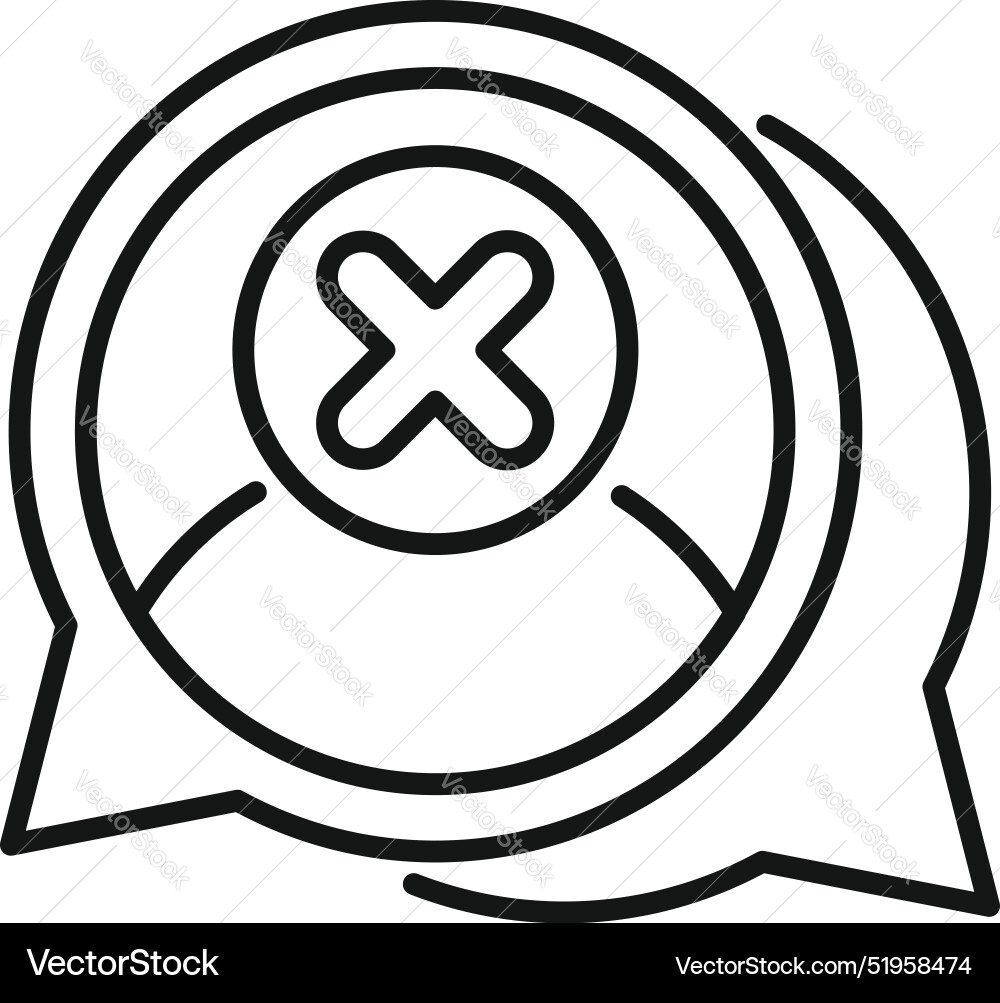 Speech bubble with cross mark showing unsuccessful Vector Image