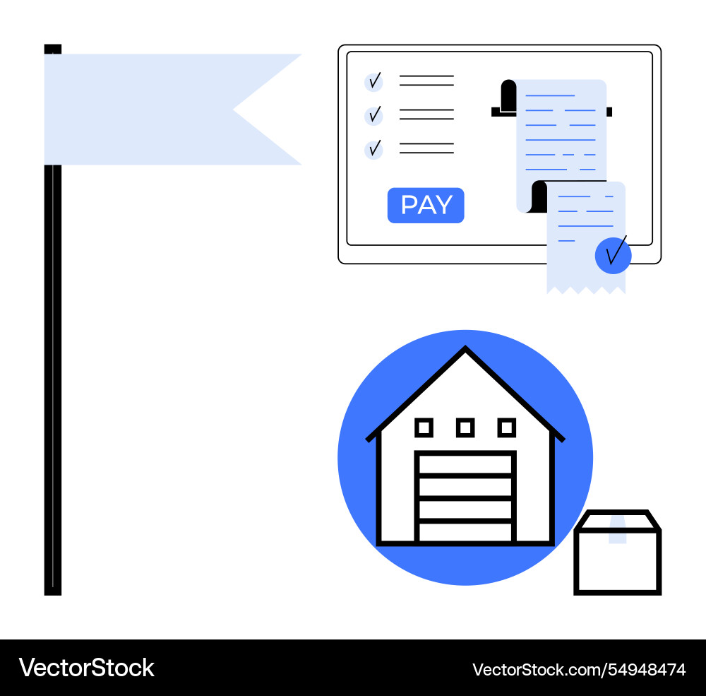Warehouse management with payment processing Warehouse management with payment processing vector image