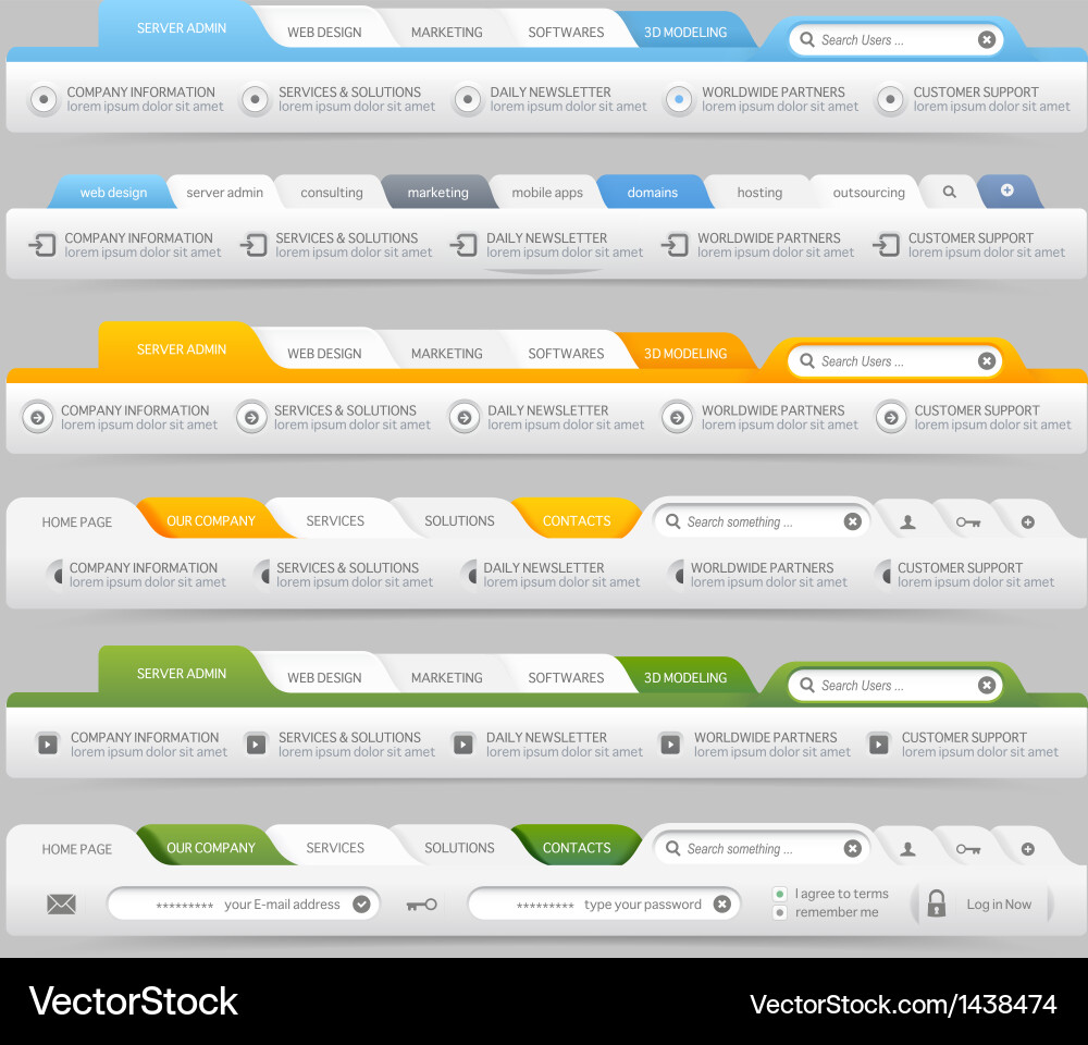 Web site design menu navigation Vector Image