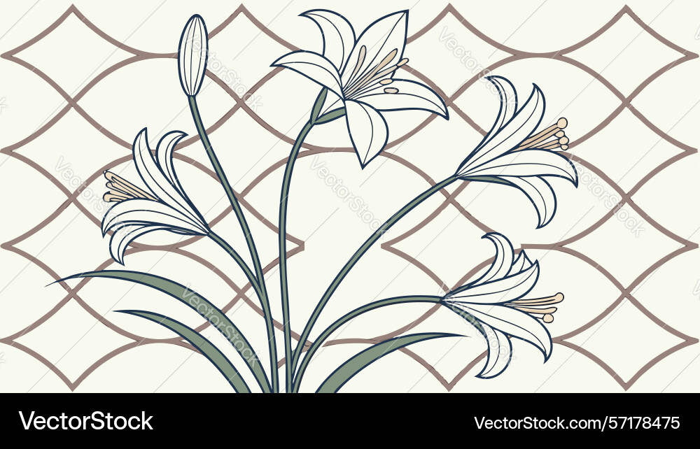 Abstract lily flower pattern diagonal design vector image