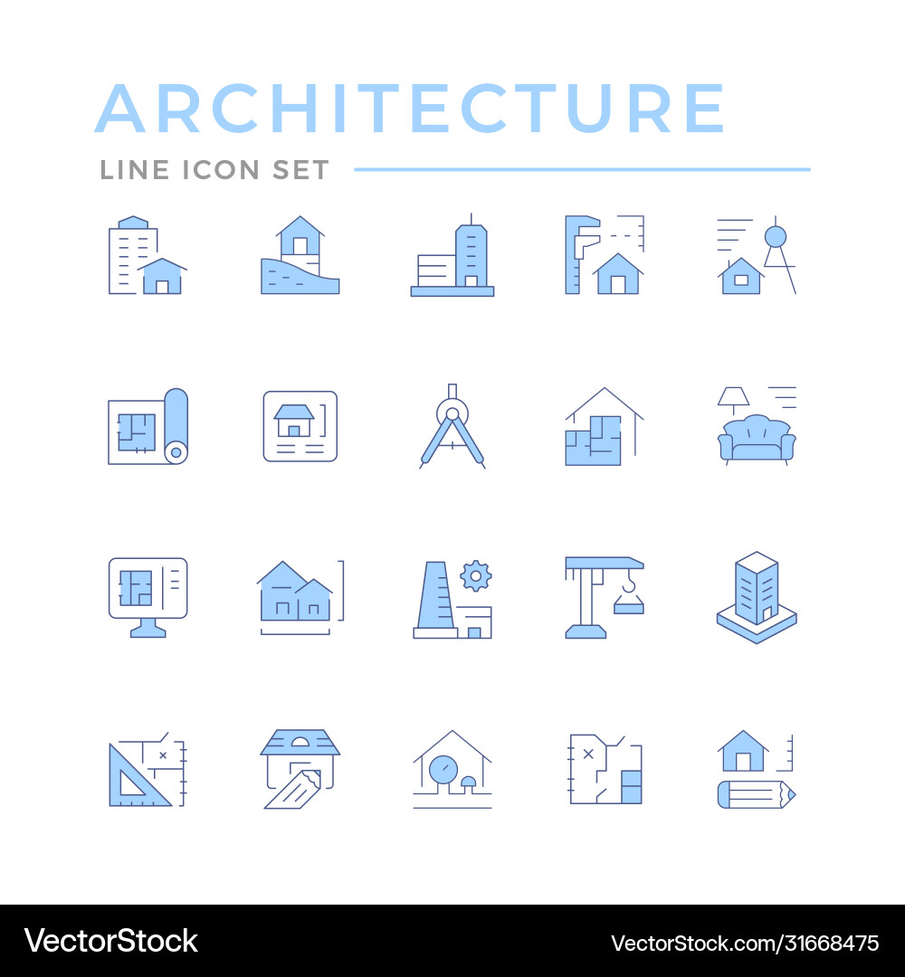 Architecture Line Icons Set Vector Image