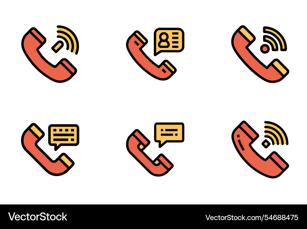 Art style call icon bundle set design Art style call icon bundle set design vector image