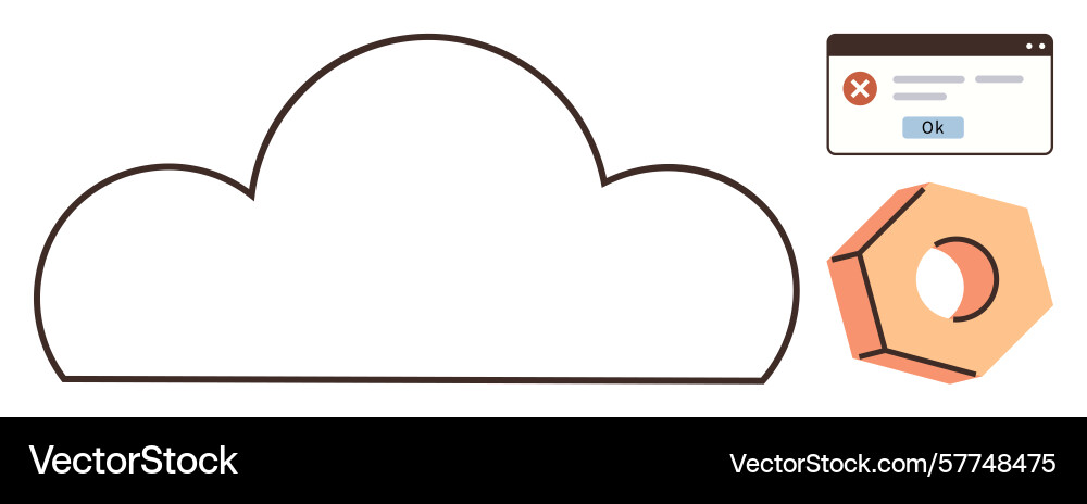 Cloud Computing-Fehler mit Alarmmeldung Vektorbild