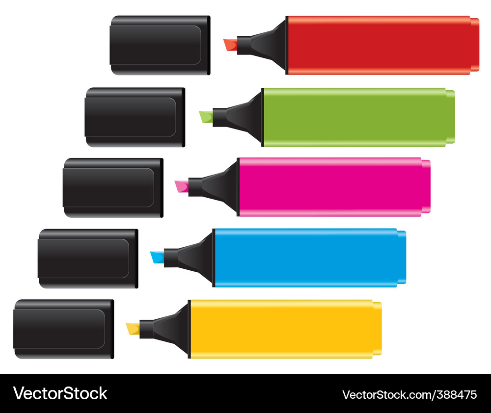 Colorful Highlighters with Caps Vector Image