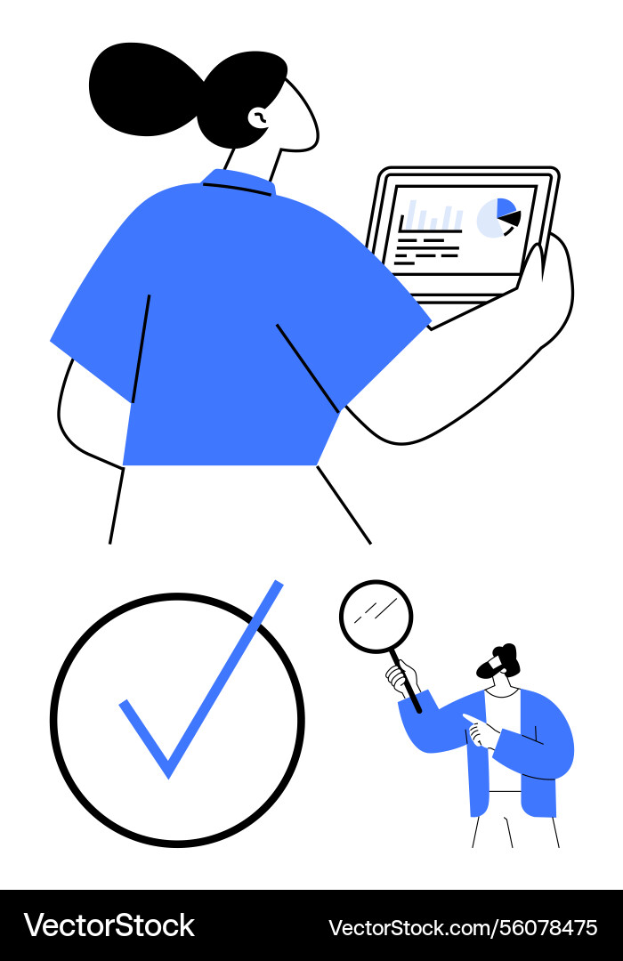 Data analysis and verification with professional Data analysis and verification with professional vector image