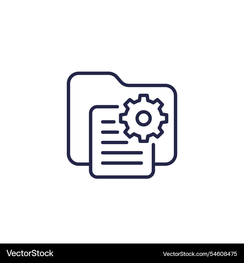 Project line icon document and file folder Vector Image