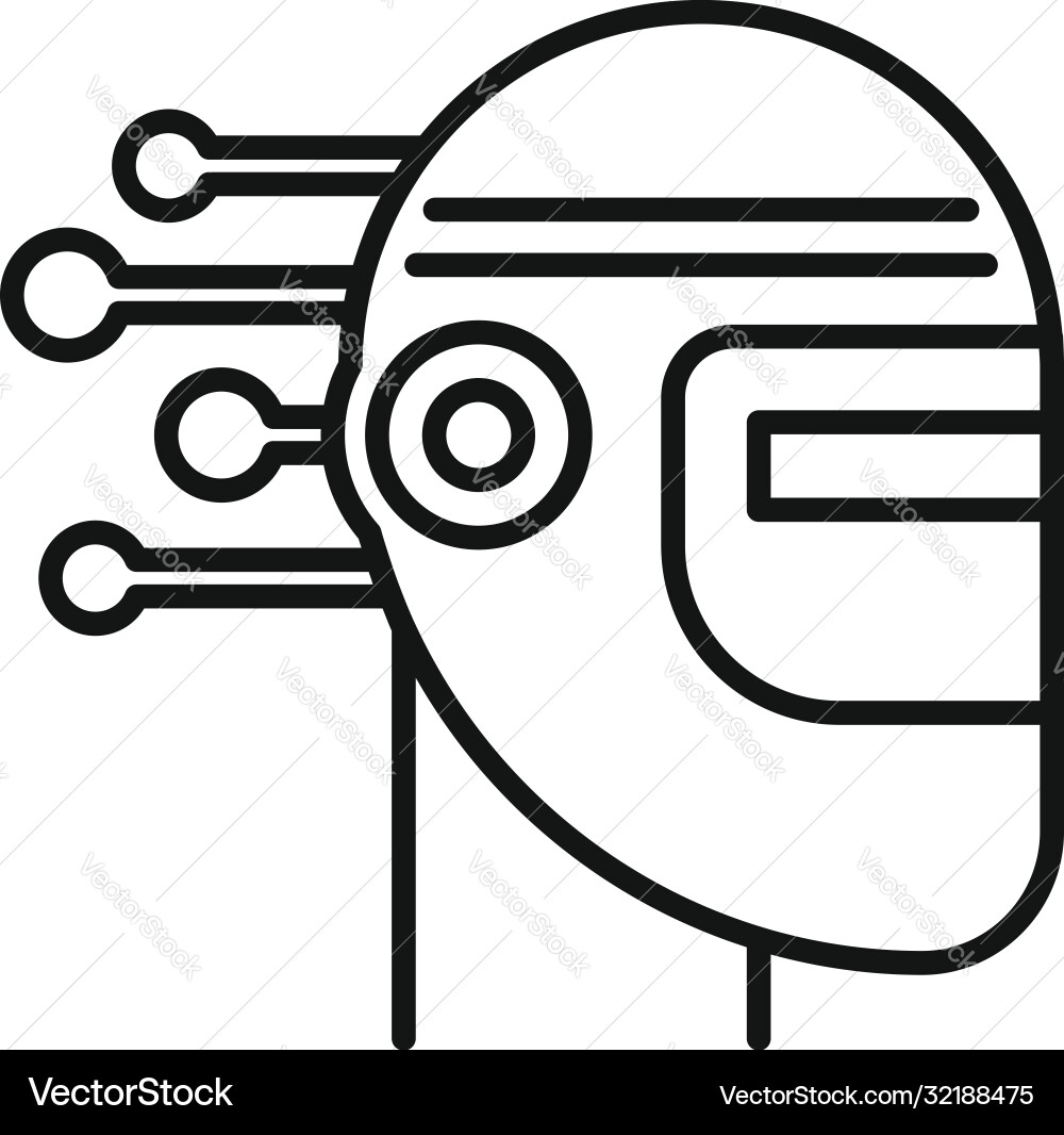 Robot machine learning icon outline style Robot machine learning icon outline style vector image