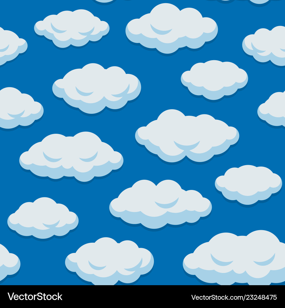 Seamless cloud pattern with blue sky background Vector Image
