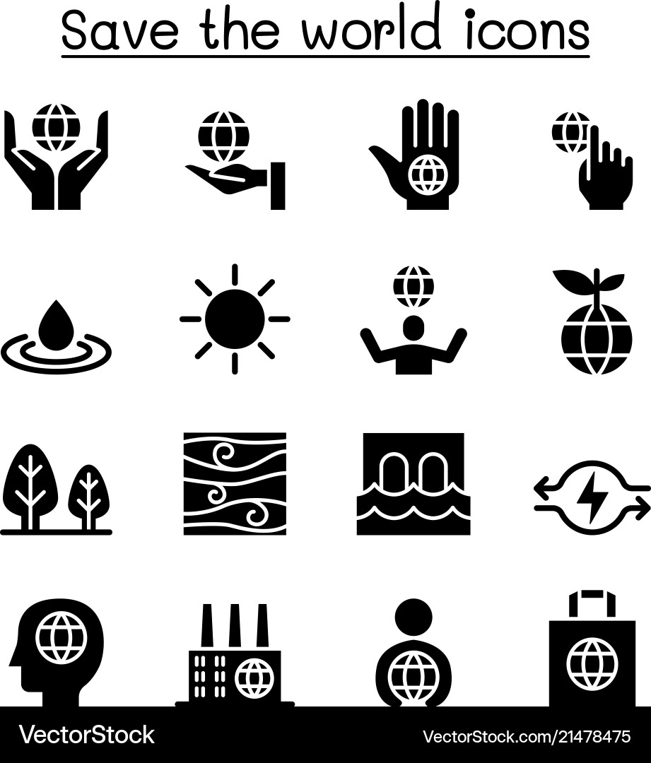 Speichern Sie das Weltsymbolset Speichern Sie das Weltsymbolset vektorbild