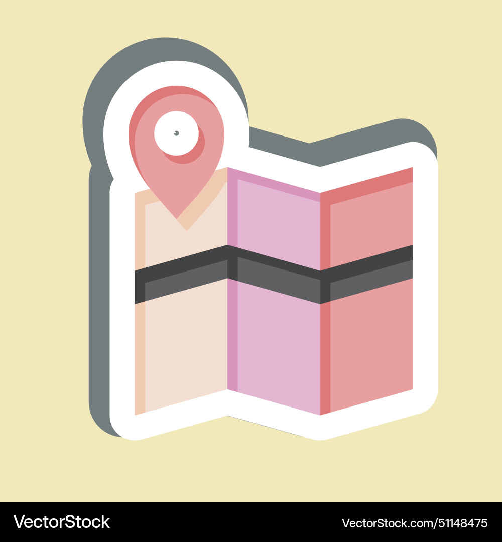 Sticker map search related to navigation symbol vector image
