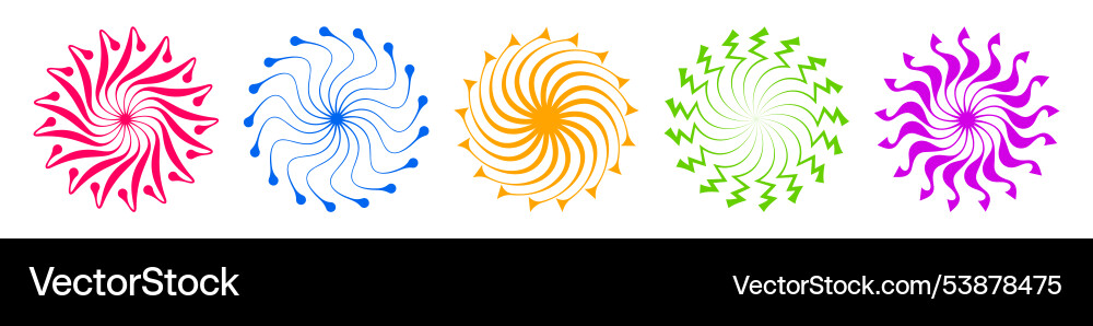 Vibrant display of five swirling patterns Vibrant display of five swirling patterns vector image