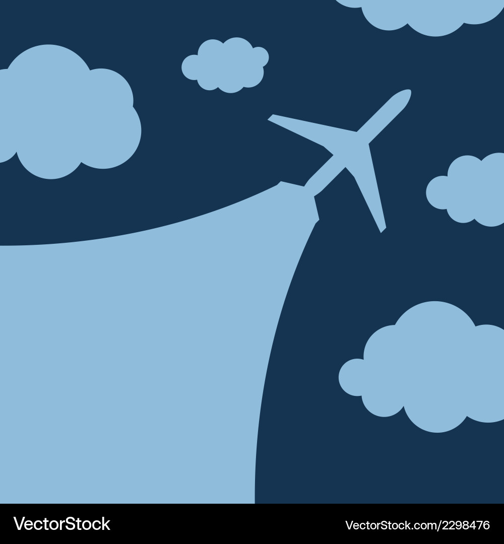 Abstract background with airplane and clouds vector image