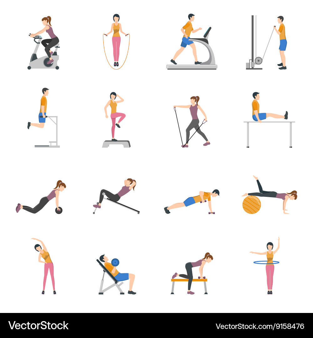Fitness Icons - Gym & Exercise Vector Image