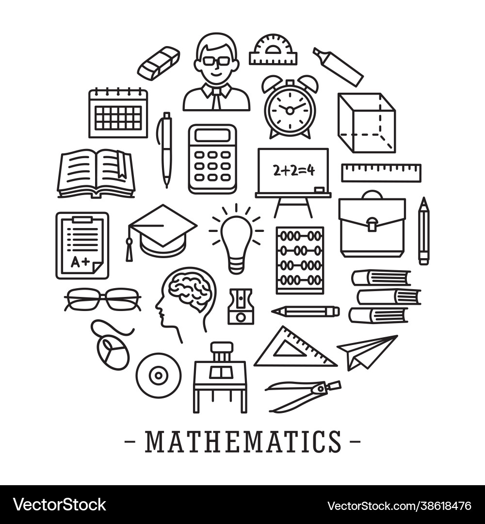 Mathematics Circle Icon Set Vector Image