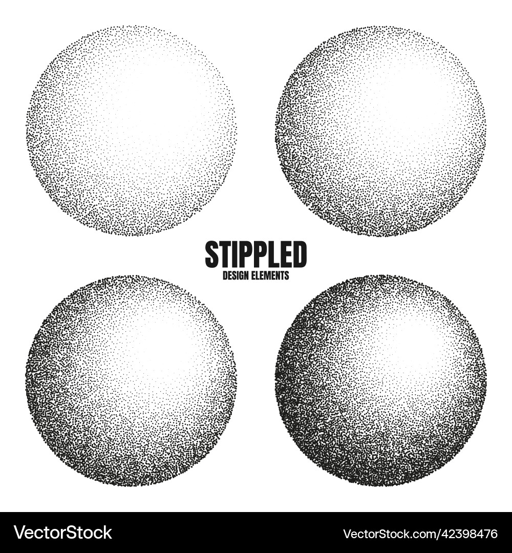 Round shaped dotted objects stipple elements Round shaped dotted objects stipple elements vector image