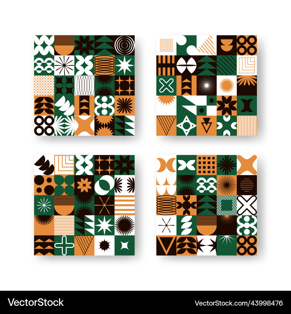 Set with abstract colorful minimalistic patchwork vector image
