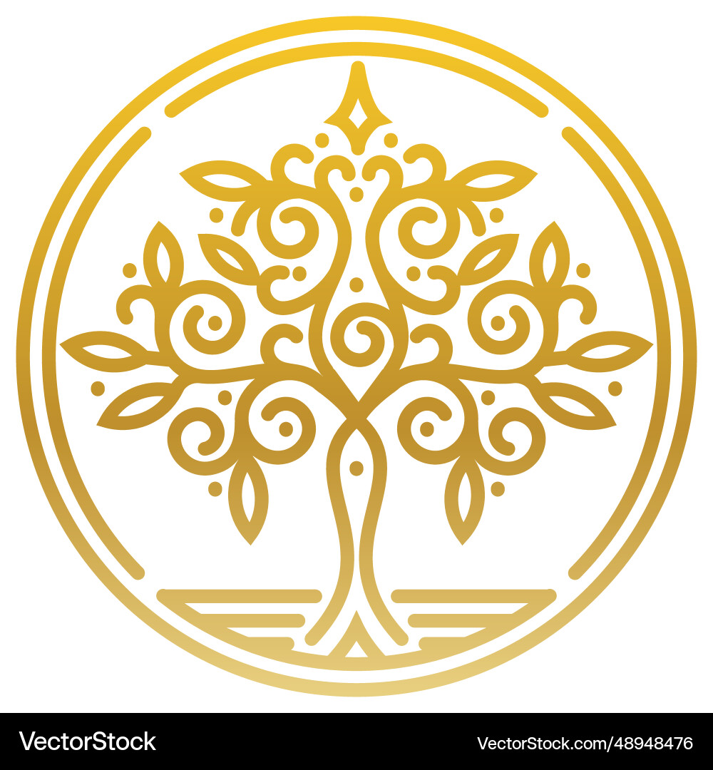 Symmetrical pattern with a tree in the ground vector image