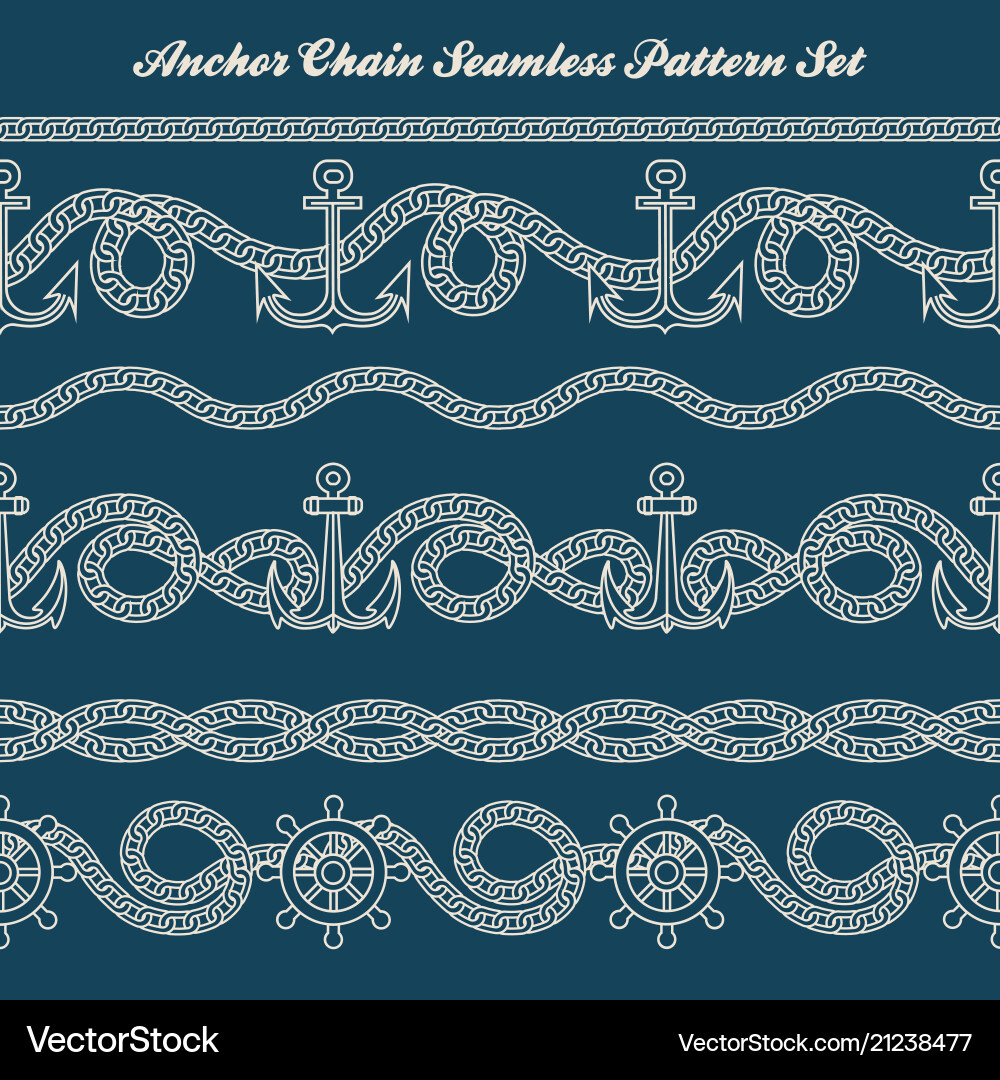 Anchor Chain Pattern Set vector image