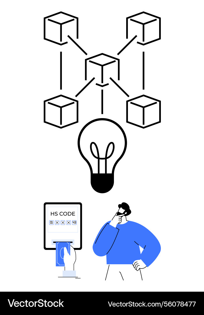 Blockchain network innovation with hs code Blockchain network innovation with hs code Vector Image
