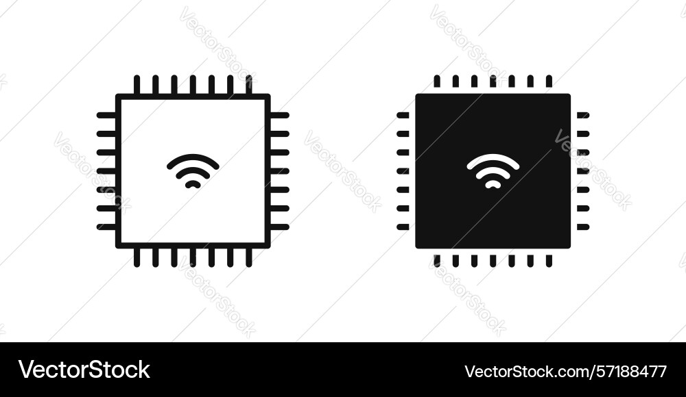 Chip icon set representing microprocessor Chip icon set representing microprocessor vector image