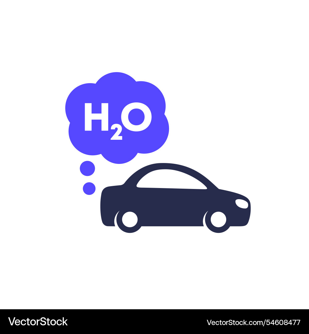 Clean emissions of hydrogen car icon vector image